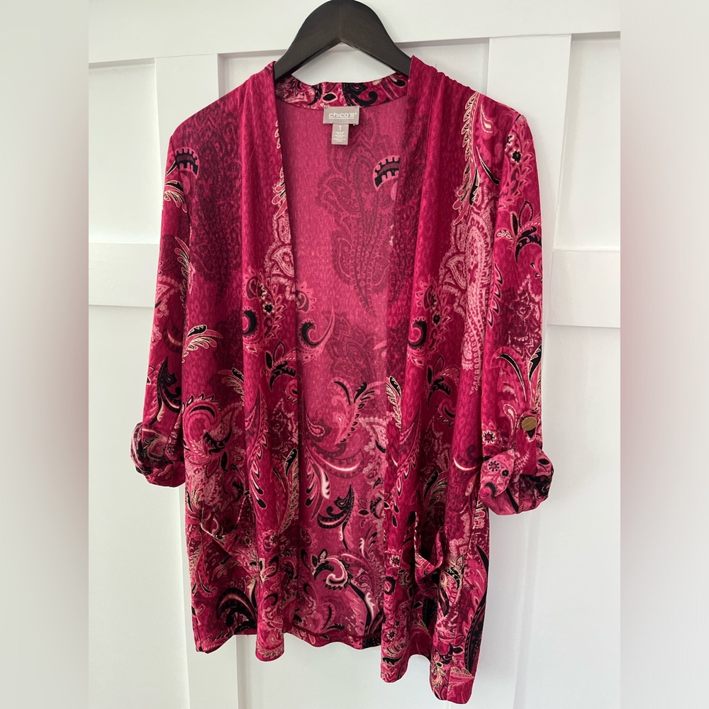 Lightweight jacket from Chico’s. Size 1.  Pink/fuchsia.